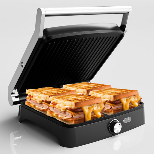 3-in-1 Panini Grill Sandwich Maker with Adjustable Temperature