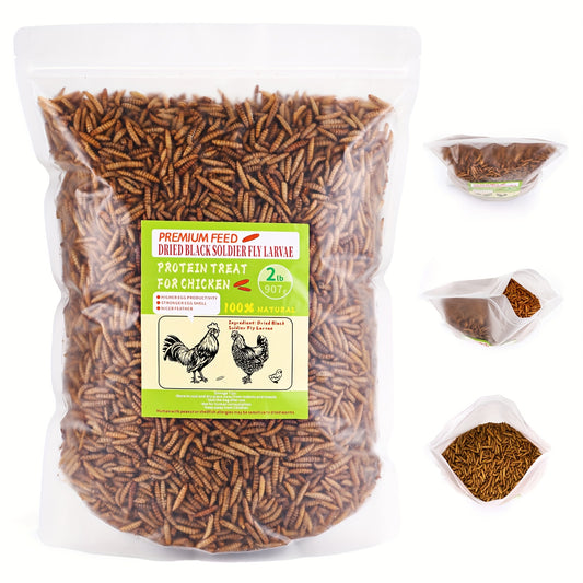 10LBS Dried Black Soldier Fly Larvae, High Protein Chicken Feed, 5 packs