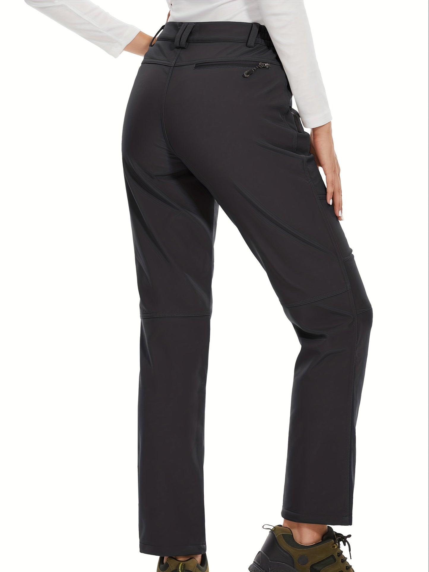 Women's Fleece Lined Insulated Softshell Pants - Black