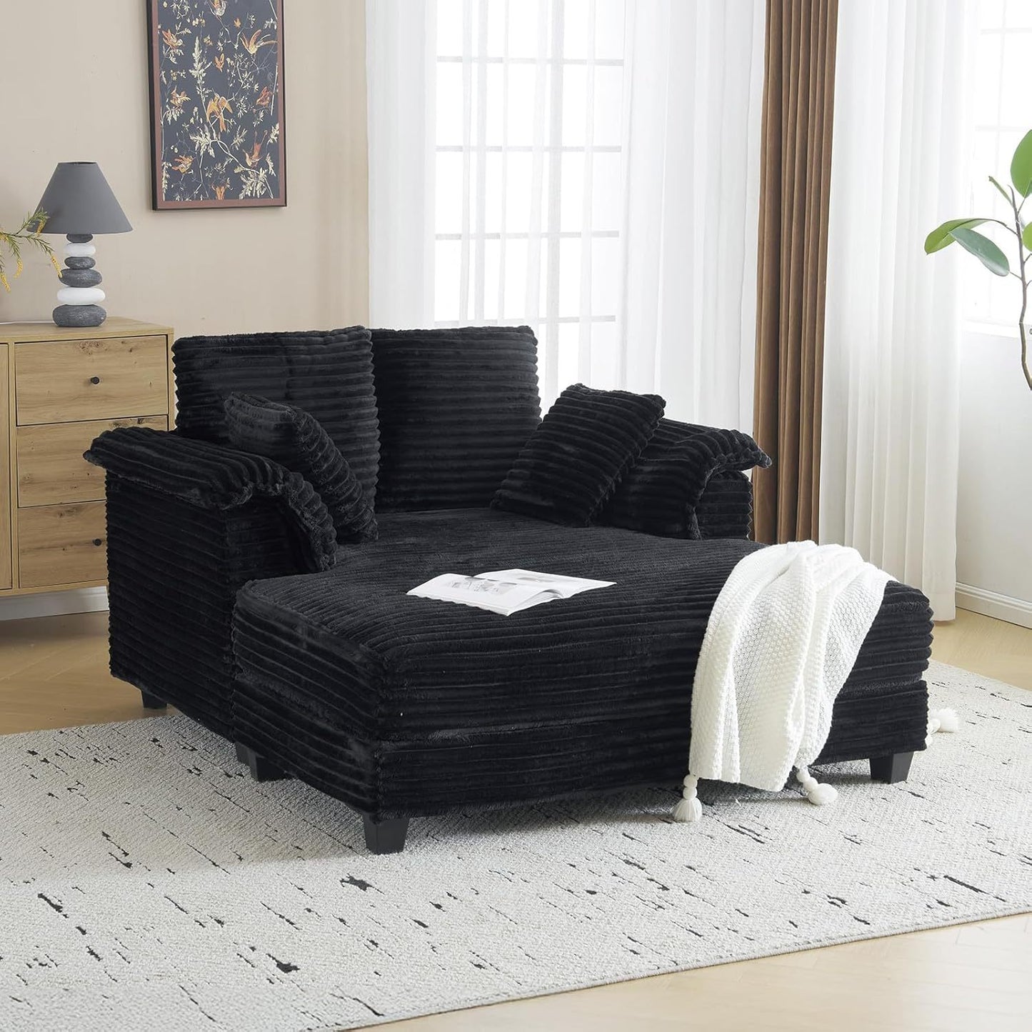 Lounge Sofa, 56" Oversized Sofa Sleeper Couch with Throw Pillows.