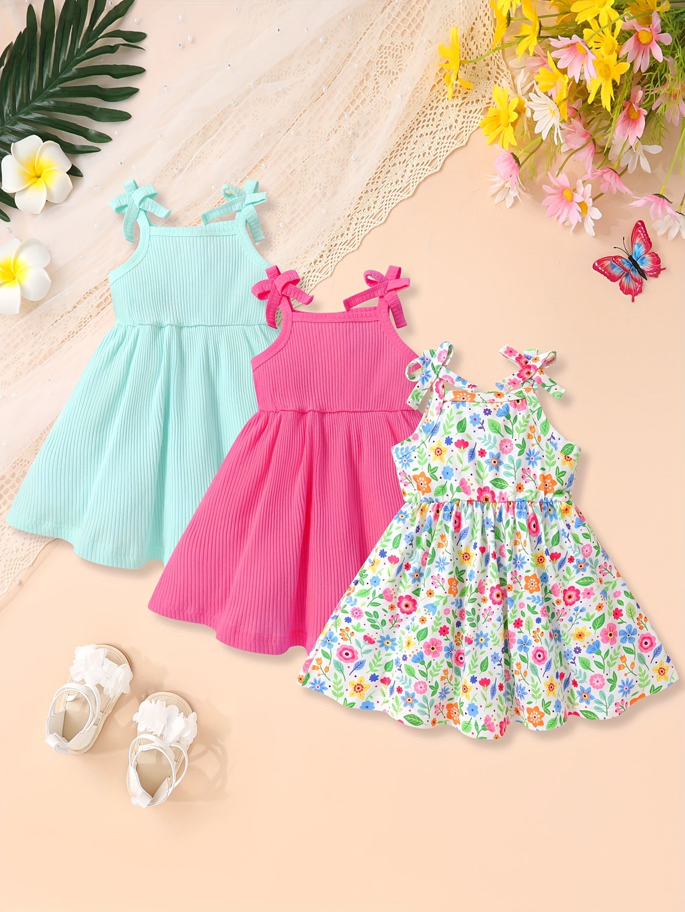 3pcs Full Body Floral Print Princess Dress Set
