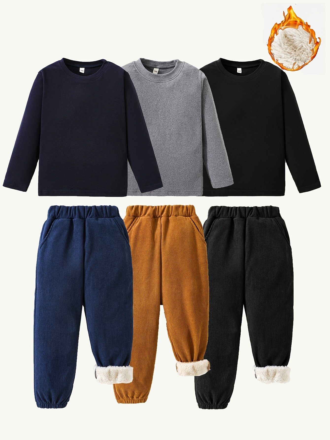 6pcs Boys' 3 Tops And 3 Pants for Outdoors Read More