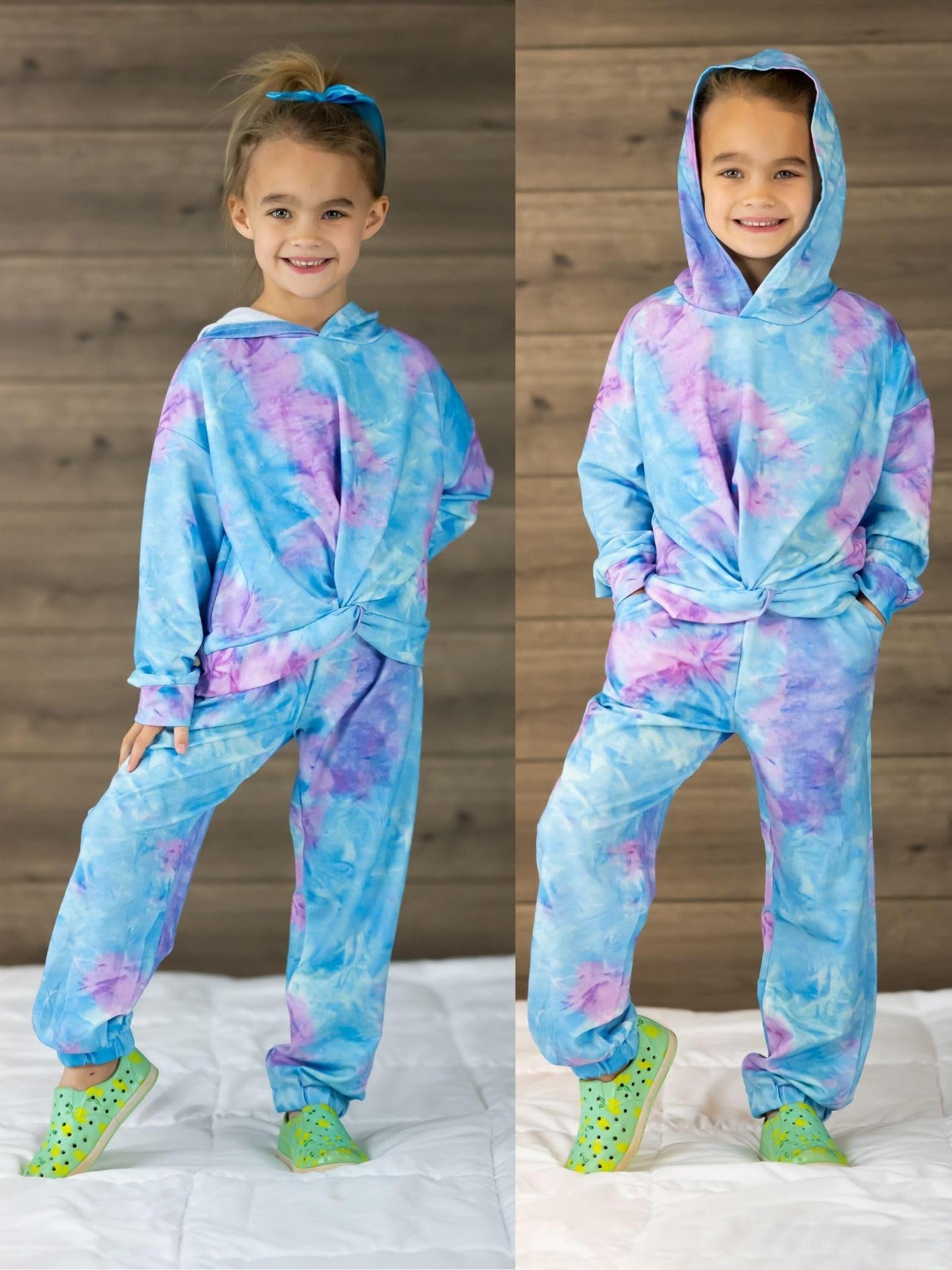 Girls' Tie-Dye Hoodie & Joggers Set - Perfect for Outdoor