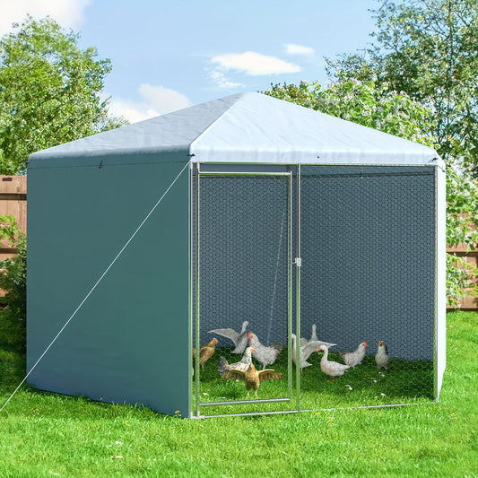 Chicken Coop, Large Chicken Run Suitable For All Seasons