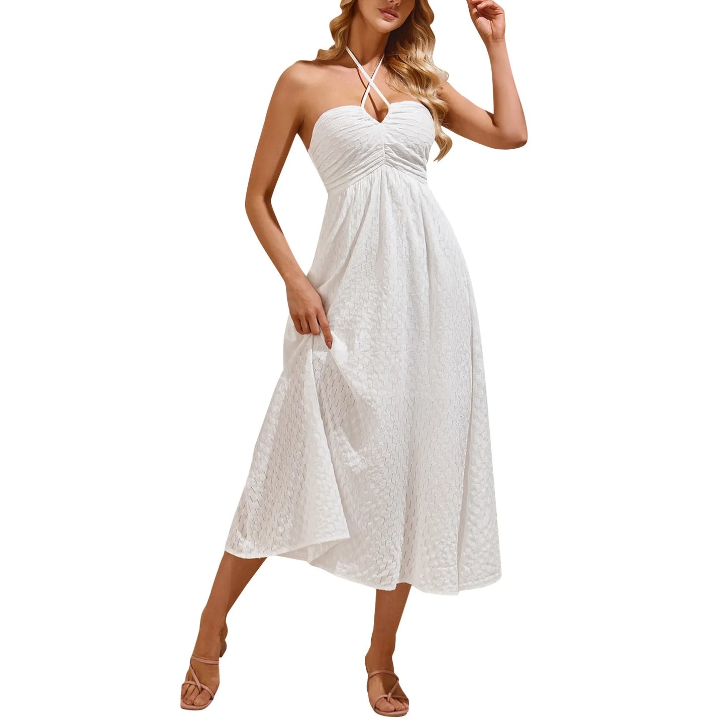 Women's V-Neck A-Line Summer Dress