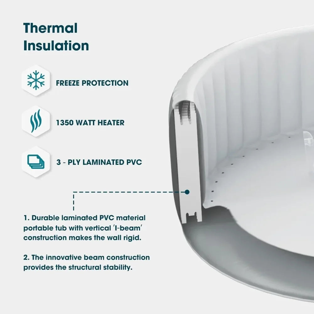 Hot Tub 4 To 6 Person, Inflatable Spa Square Outdoor Hot tub.