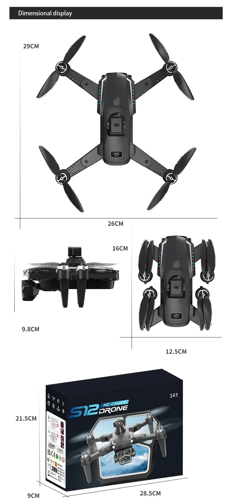 S12 Drone 8K Professional GPS HD Camera Drones 5G WIFI Brushless Motor and more