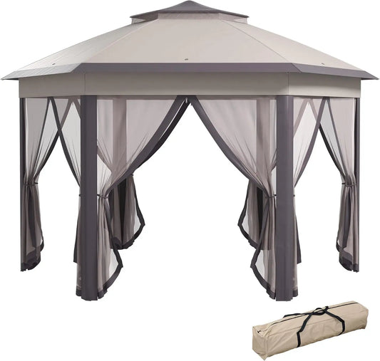 13' x 13' Pop Up Gazebo, Hexagonal Canopy Shelter