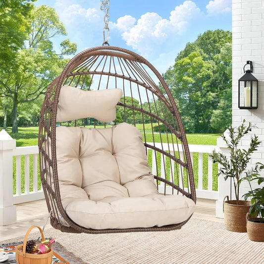 Foldable Hanging Egg Chair Without Stand, Indoor Outdoor.