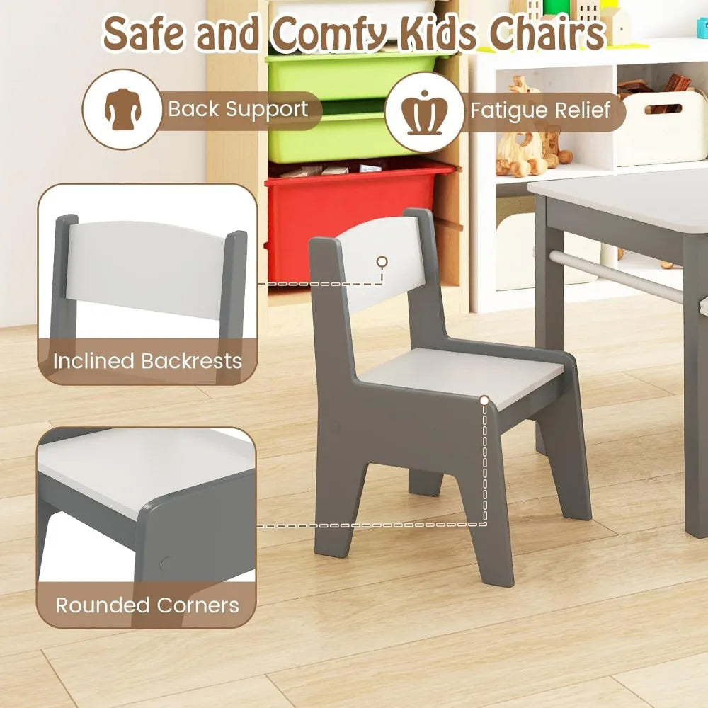 Wooden Kids Art Table with Chairs and Storage