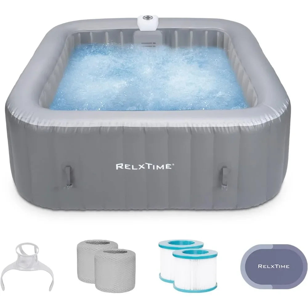 Hot Tub 4 To 6 Person, Inflatable Spa Square Outdoor Hot tub.