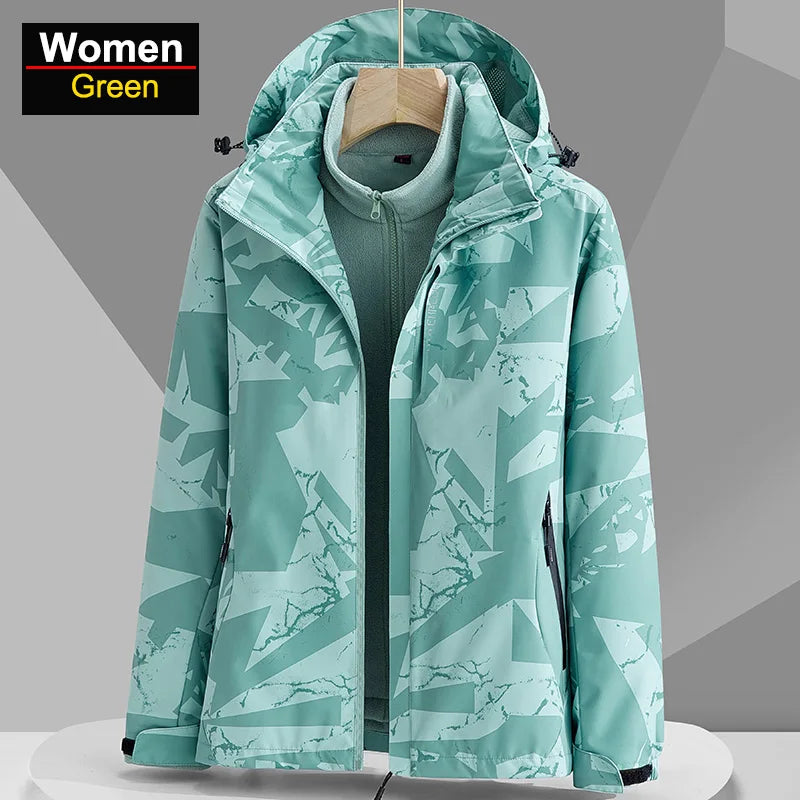 Women's 3 In 1 Hiking Jacket Fleece, Waterproof.