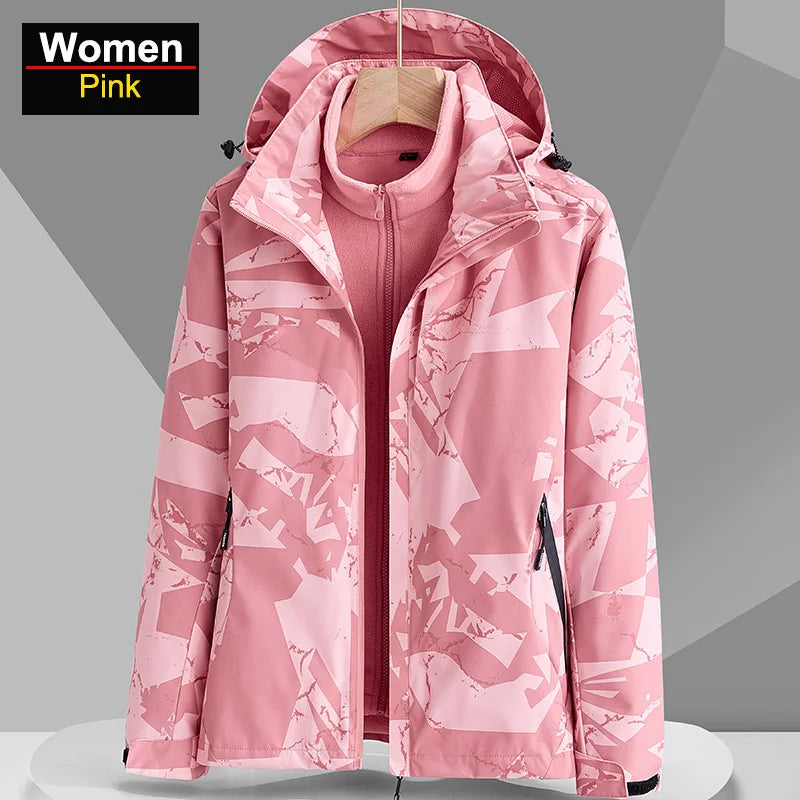 Women's 3 In 1 Hiking Jacket Fleece, Waterproof.