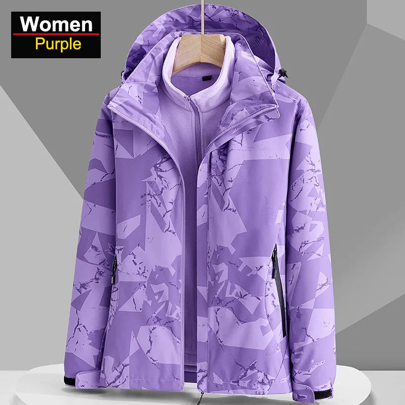 Women's 3 In 1 Hiking Jacket Fleece, Waterproof.