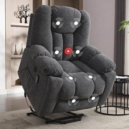 Power Lift Recliner Chair with Massage Heat and USB Ports