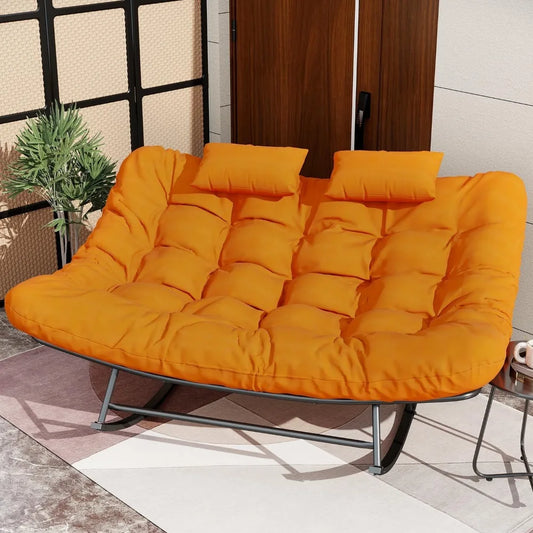 Double Outdoor Rocking Papasan Chair with Cushion.