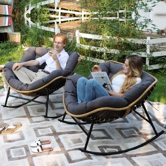2 Double Padded Rocking Chair with Cushion