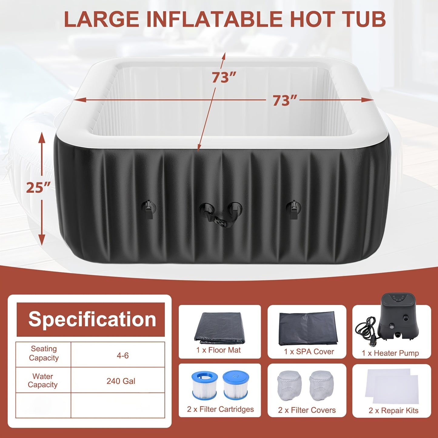 Inflatable Outdoor Spa for 4 to 6 People