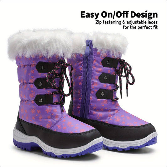 Girls Snow Boots, Warm & Cozy, Anti-Slip.