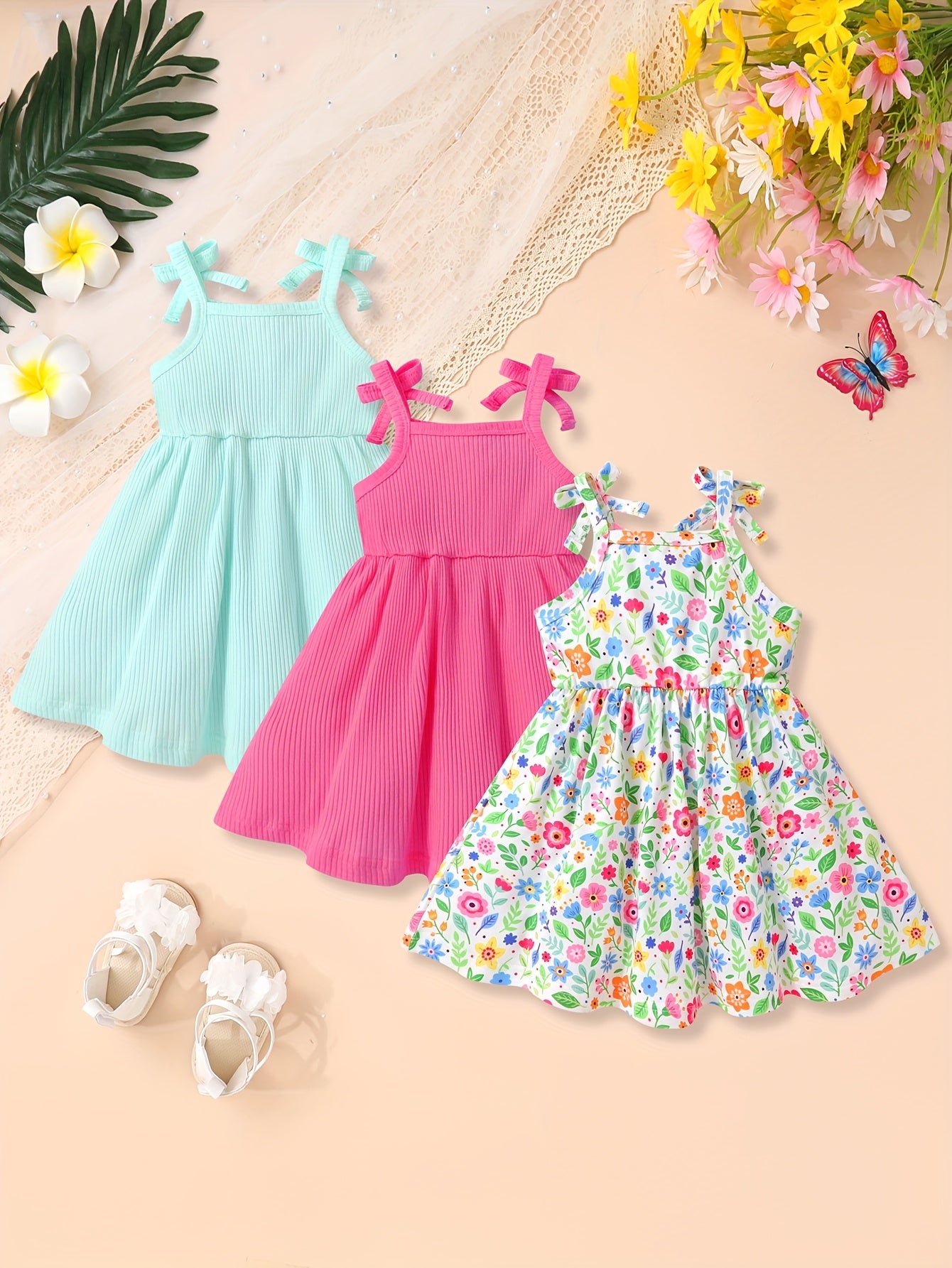 3pcs Full Body Floral Print Princess Dress Set