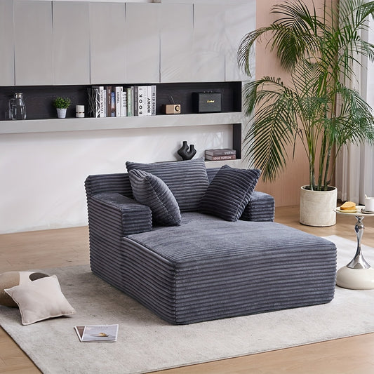This Oversized 48, 62-inch Chaise Longue Chair Deep Seat Sofa Bed With Throw Pillows.