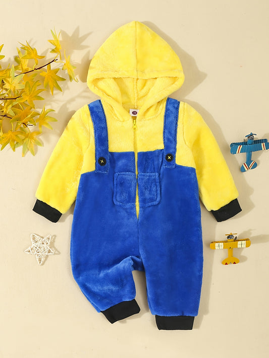 Unisex Fleece Hooded Jumpsuit Full Length Zipper with Hood.