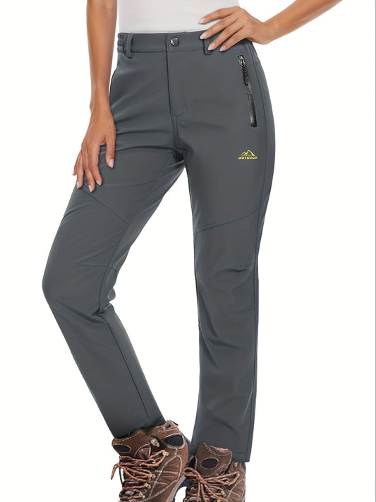 Women's Fleece Lined Insulated Softshell Pants - Dark Gray