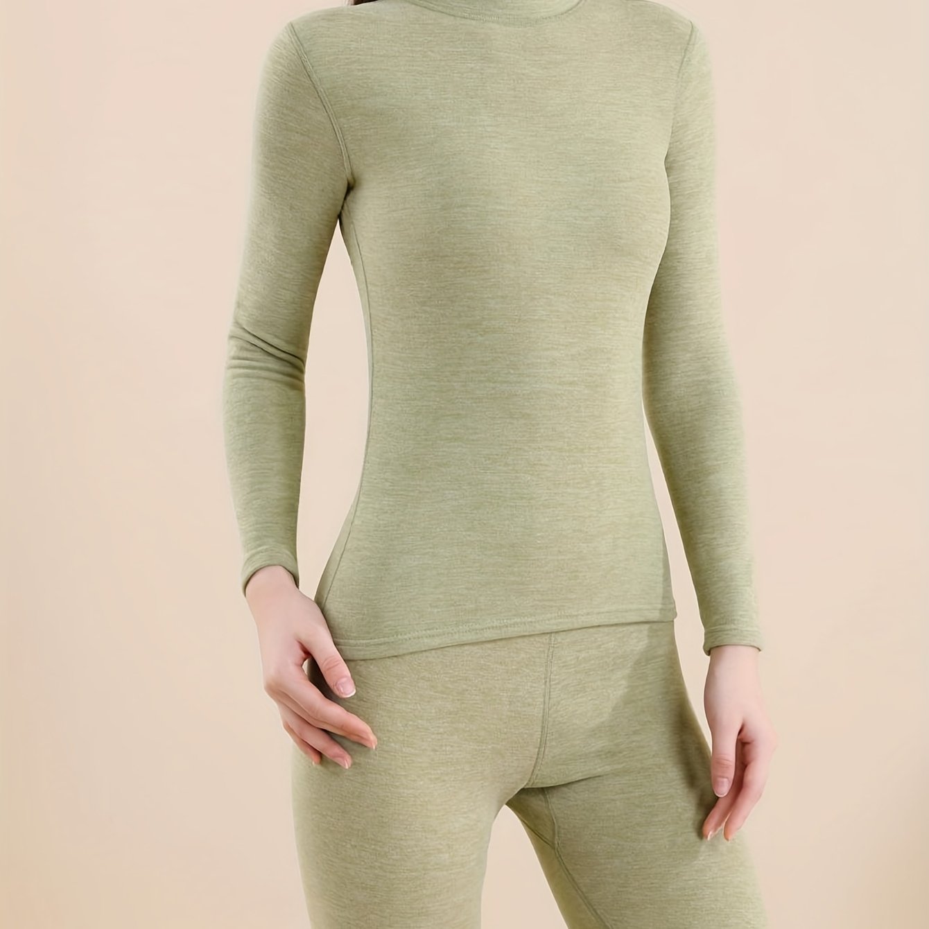 Women's Thermal Base Layer Set - 2pcs, Warm Top & Pants,