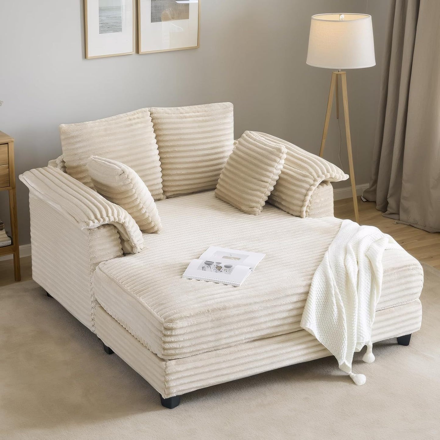Lounge Sofa, 56" Oversized Sofa Sleeper Couch with Throw Pillows.