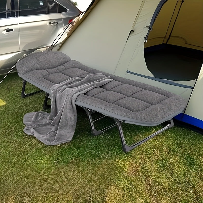 75-inch adjustable folding bed offers a portable and comfortable sleeping  outdoors.