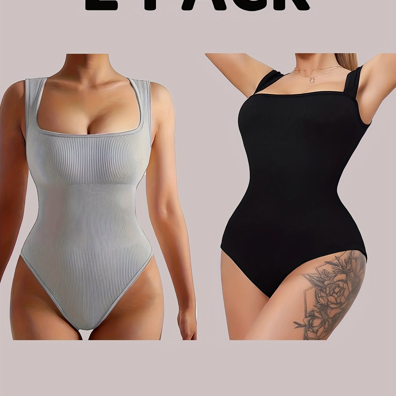 2 Pack Women's Bodysuit Tummy Control Tops Read More.