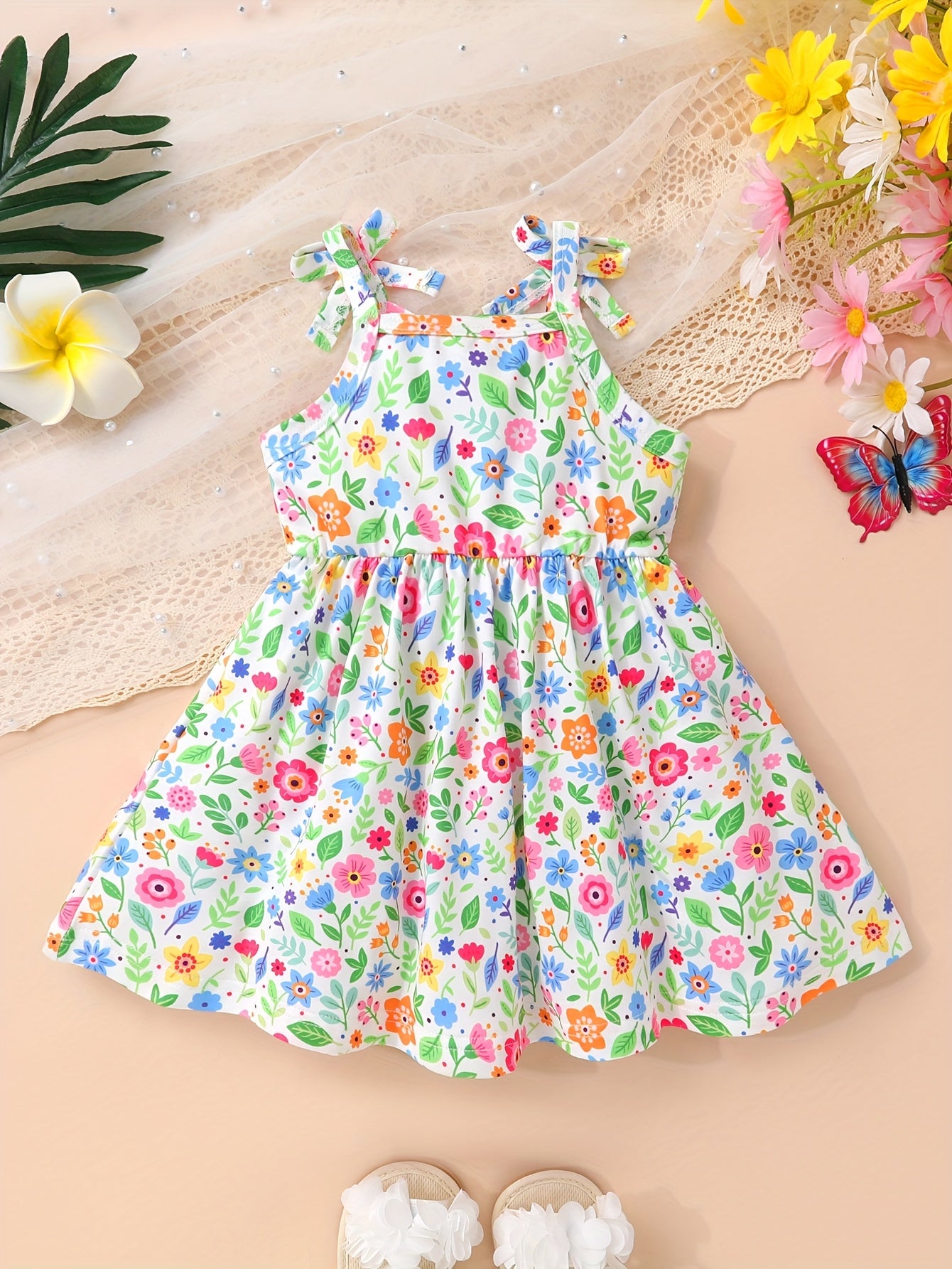 3pcs Full Body Floral Print Princess Dress Set