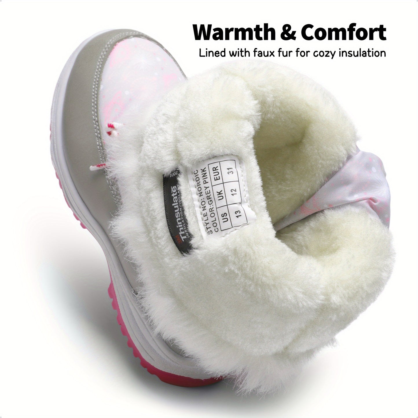 Girls Snow Boots, Warm & Cozy, Anti-Slip.