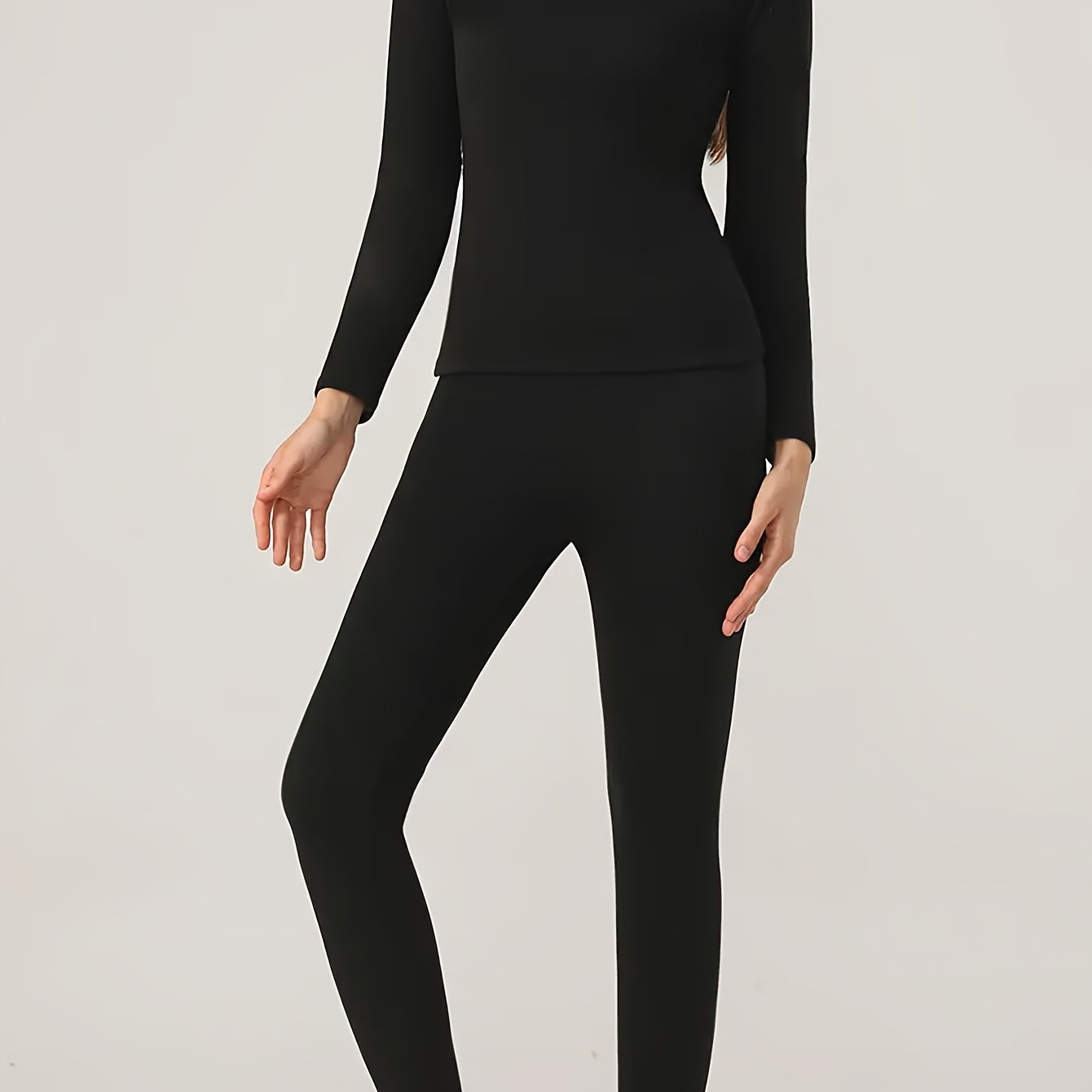 Women's Thermal Base Layer Set - 2pcs, Warm Top & Pants,