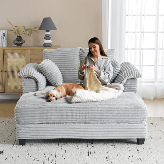 Lounge Sofa, 56" Oversized Sofa Sleeper Couch with Throw Pillows.